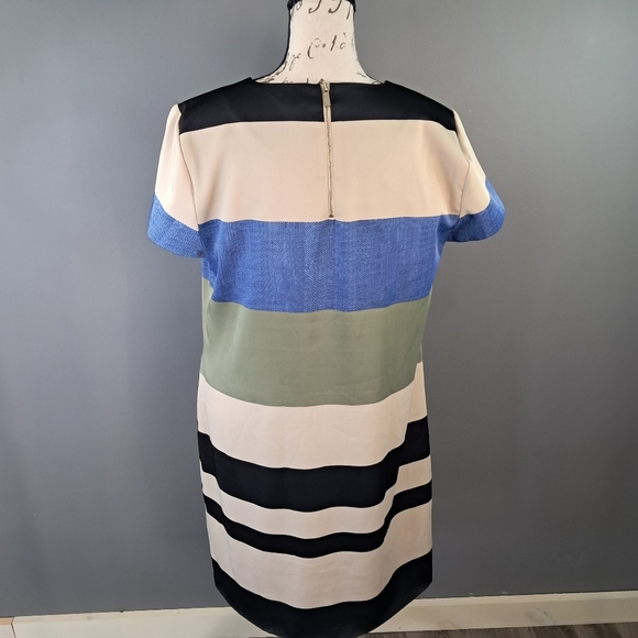 Vince Camuto Women's Cap Sleeve Veranda Stripe Shift Dress Size 10 Colorblock - Picture 2 of 6